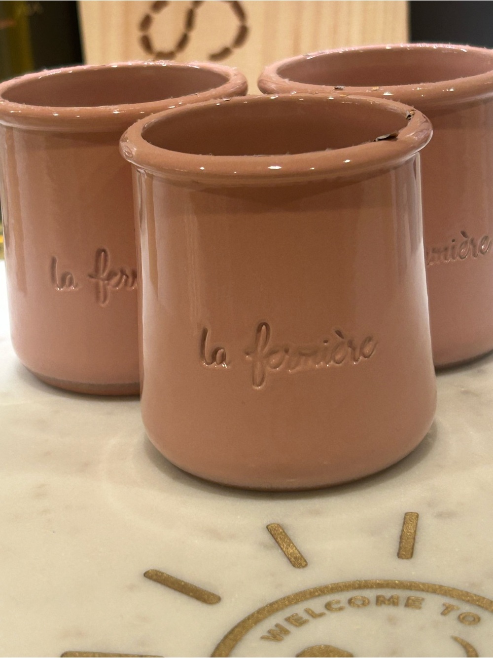 La Fermière Pink Ceramic Yogurt Jars - Set of 3